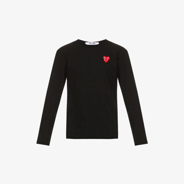 

Топ из хлопкового джерси с принтом в виде сердечек Comme des Garçons, черный