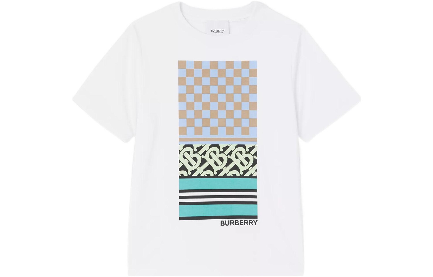 

Футболка детская Burberry с принтом, белый / бирюзовый