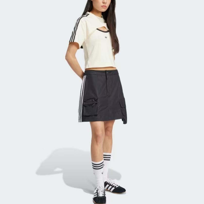 Adidas Originals Футболка Cali Tee с удлиненным плечом женская ivory/black — фото 4