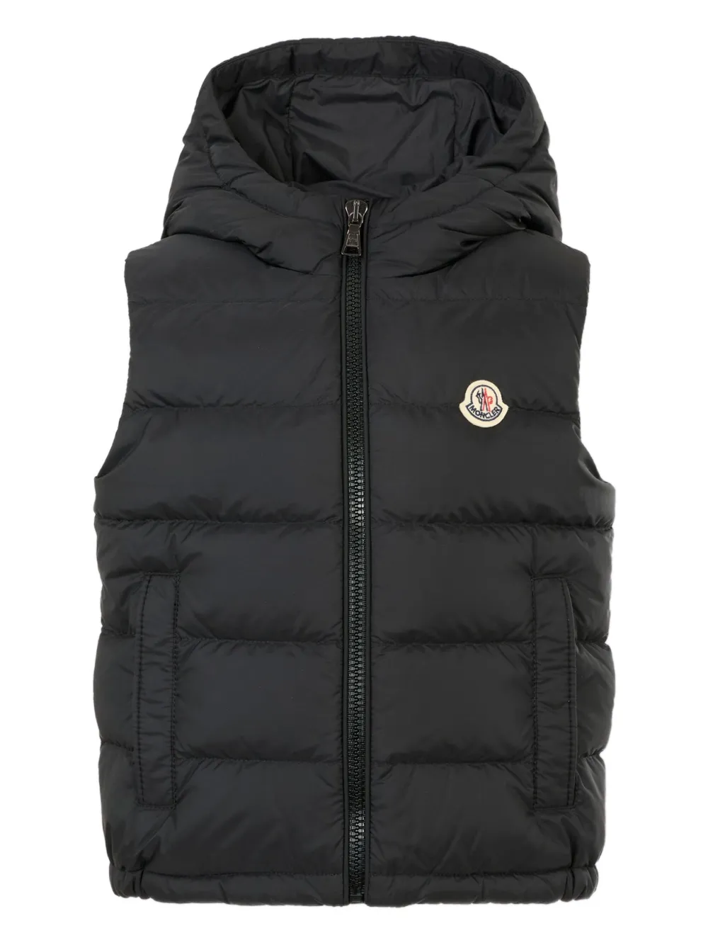 

Стеганый жилет с капюшоном Moncler Enfant, черный