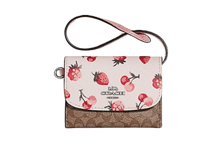 

Сумка-хобо из холста с кожаным кошельком женская цвета хаки и белый COACH