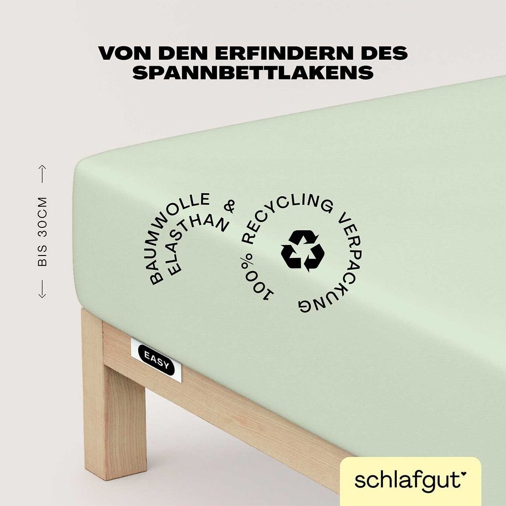 

Schlafgut Easy Jersey Простыня на подгонке с эластаном 180x200 - 200x220см Простыня зеленого цвета из смеси хлопка