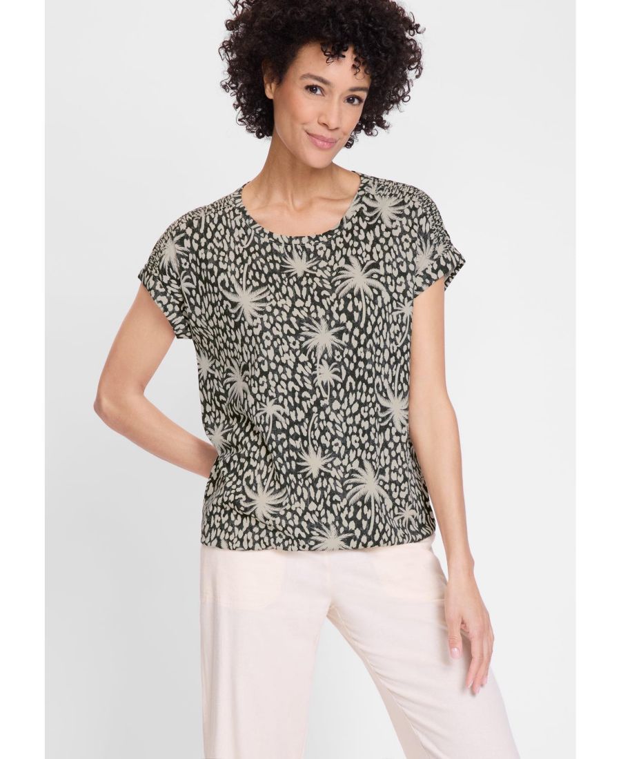 

Женская футболка с принтом Тропический микс Olsen, Black, Черный, Женская футболка с принтом Тропический микс Olsen, Black