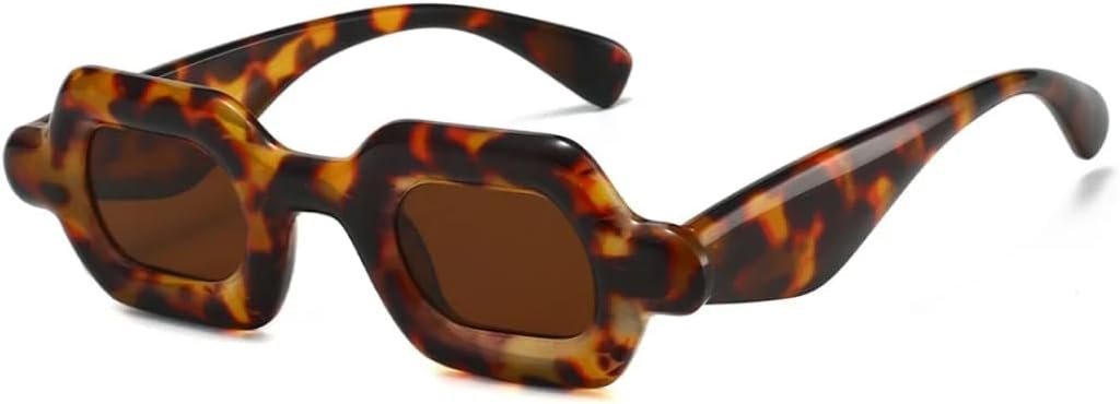 

Панк-солнцезащитные очки квадратной формы для женщин и мужчин в стиле хип-хоп с градиентной оправой, роскошные, для отдыха, с защитой от УФ-излучения UV400, для пляжа UATXTAU, Leopard