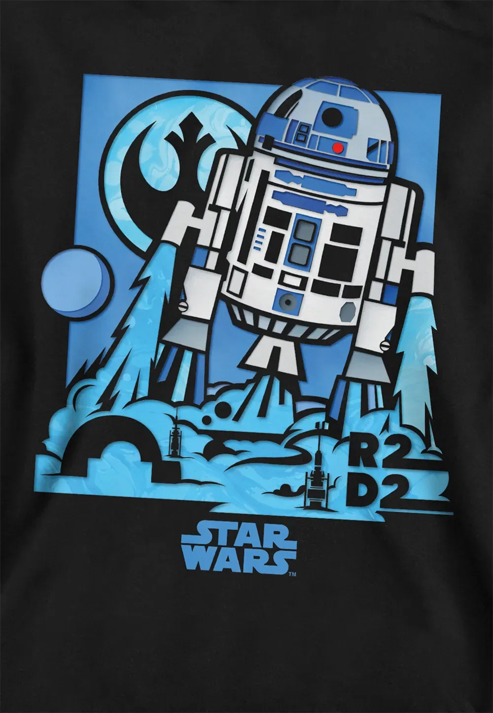 Детская худи Star Wars Papercut R2D2, Disney, черный — фото 2