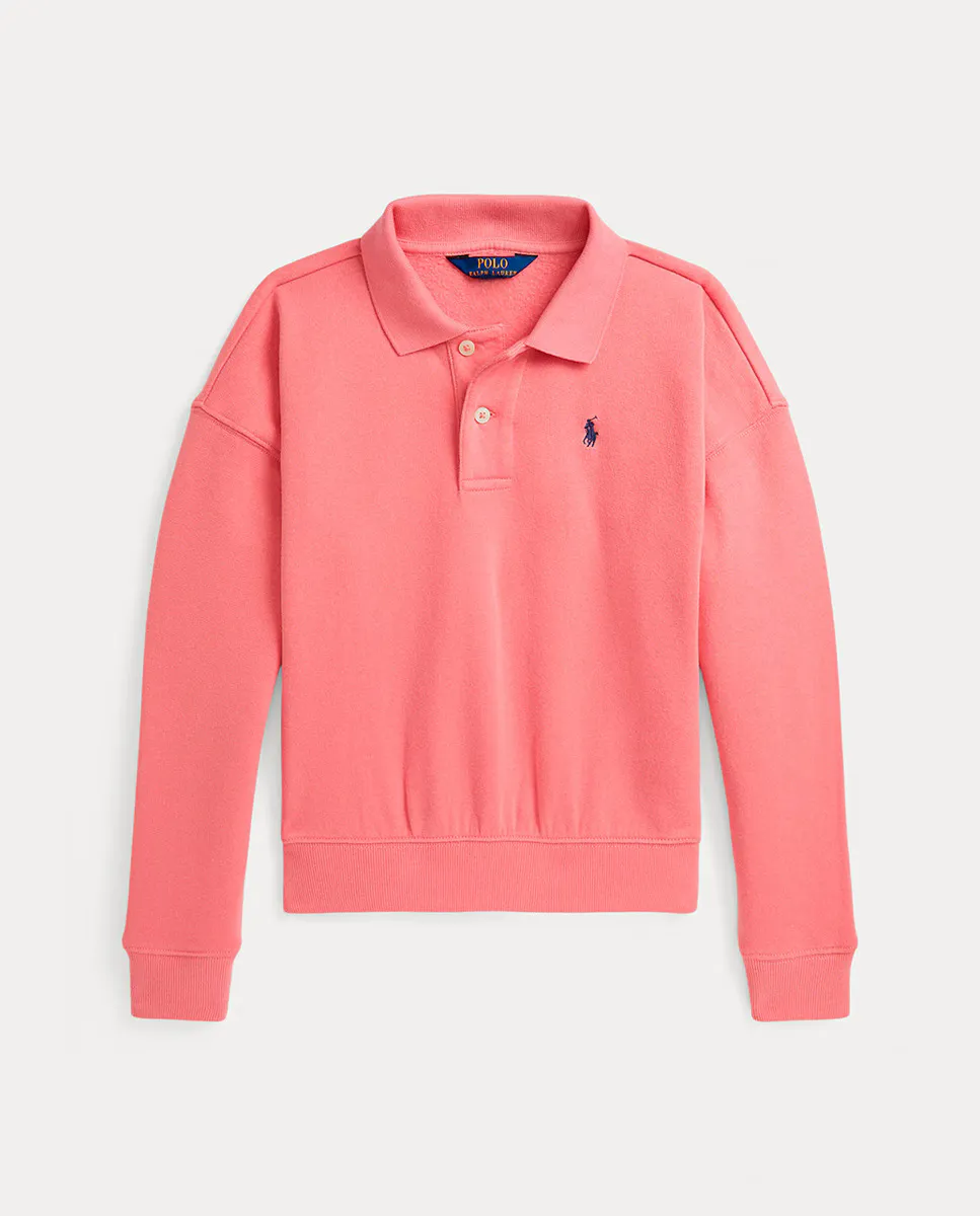 

Детская толстовка в стиле поло из французского велюра Polo Ralph Lauren, розовый