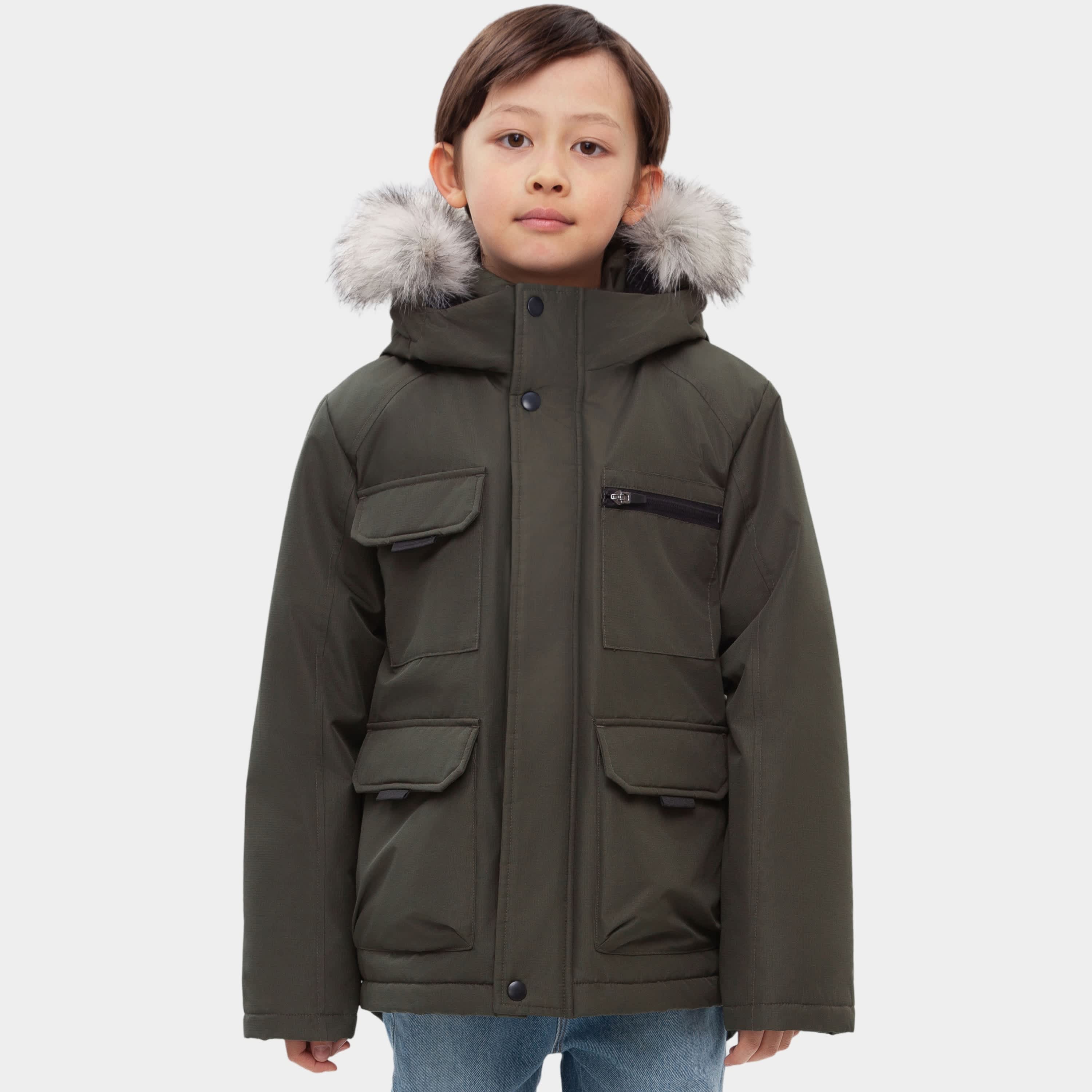 

Детская парка Rokka&Rolla из рипстопа с капюшоном, на флисовой подкладке, зимнее пальто, оливковый