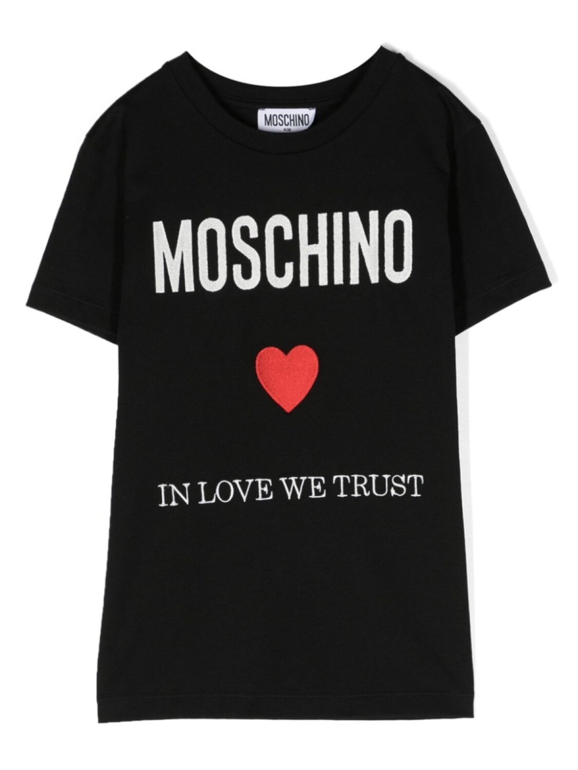 

Moschino Kids футболка с вышитым логотипом, черный