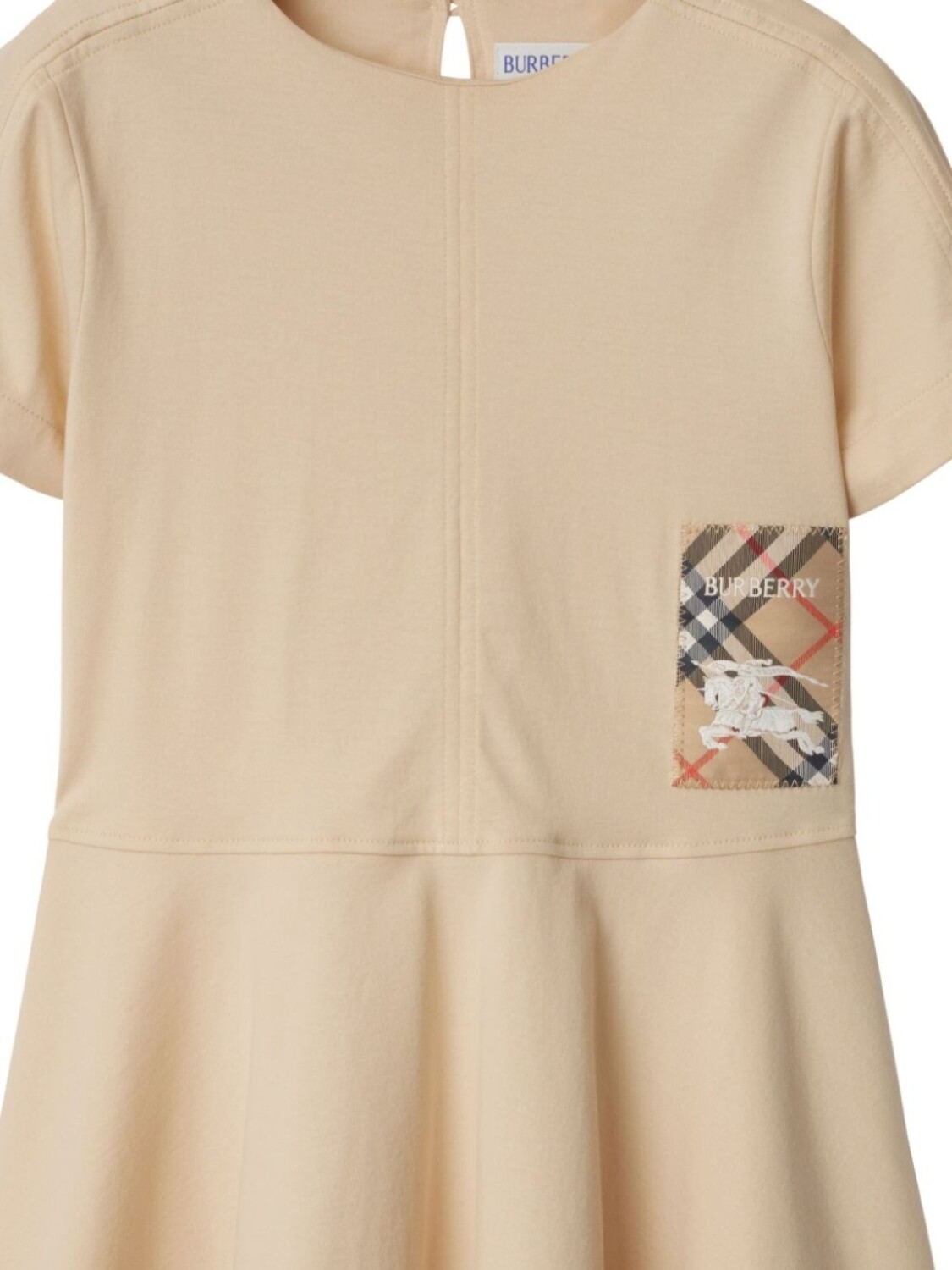 Платье из хлопка с биркой в клетку Burberry Kids, нейтральный цвет — фото 2