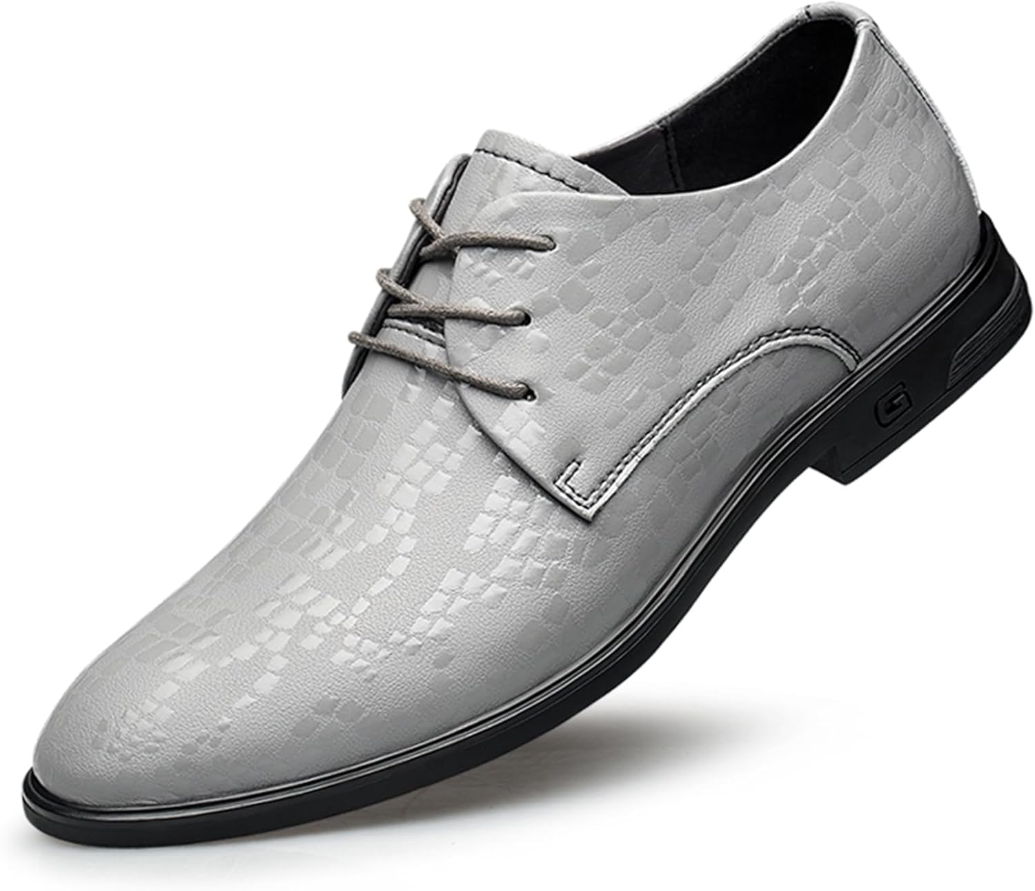 

Мужские туфли из натуральной кожи, классические деловые оксфорды с заостренным носком и шнуровкой Abborora, серый