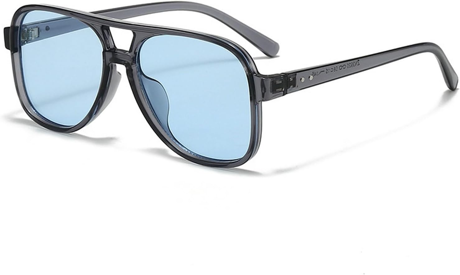 

Винтажные солнцезащитные очки-пилот с двойной перемычкой для женщин и мужчин, большие синие солнцезащитные очки в крупной оправе, защита от ультрафиолета UV400 mincl, Gray Blue