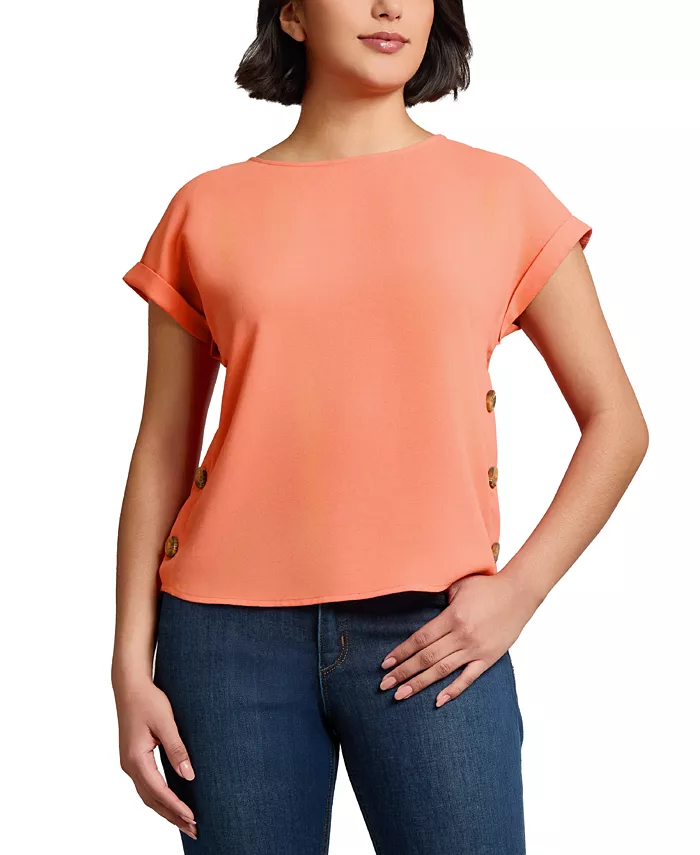 

Женская блуза с коротким рукавом и боковой застежкой Jones New York, оранжевый