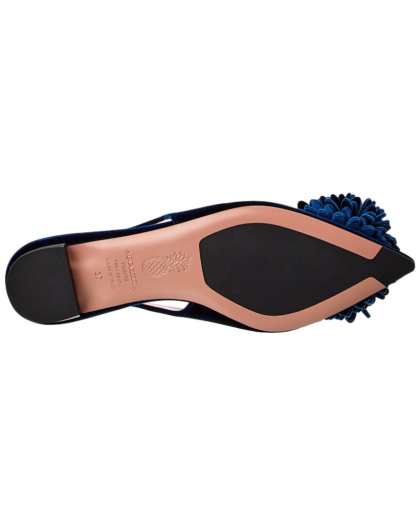 Туфли-лодочки Aquazzura Couturier Velvet Slingback Flat, синий — фото 4
