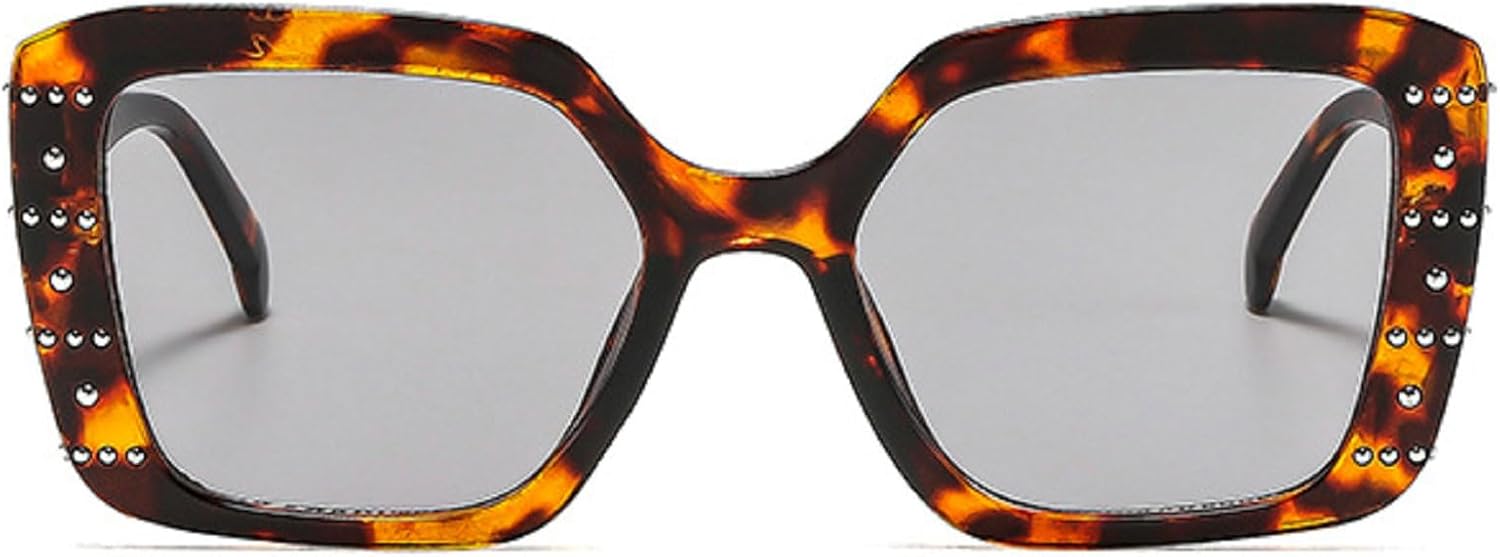 

Модные женские квадратные солнцезащитные очки, модные очки с леопардовым принтом, сине-зеленые очки с защитой от УФ-излучения UV400, ретро-очки для мужчин с заклепками mincl, Leopard Gray