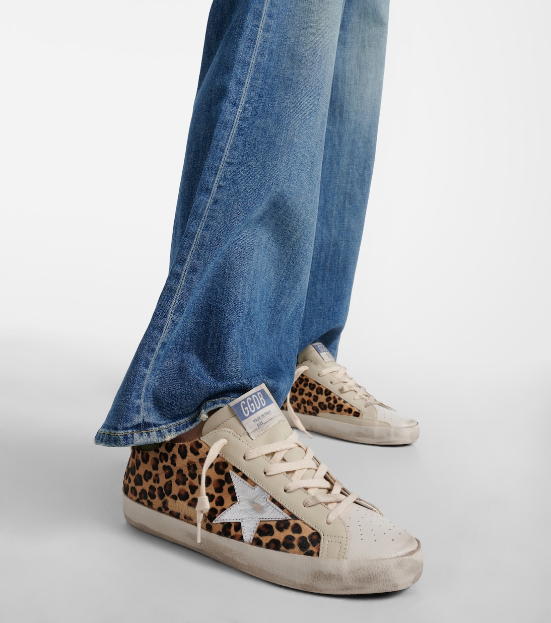 Суперзвезда кожаные кроссовки с леопардовым принтом Golden Goose, Beige/ Brown/ Black/ Silver/ Olive — фото 4