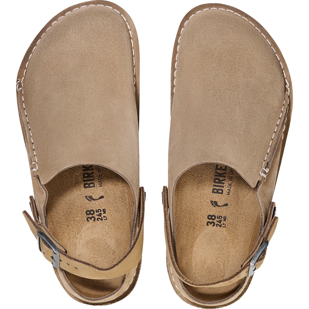Лютри узкие замшевые клоги Birkenstock, коричневый — фото 2
