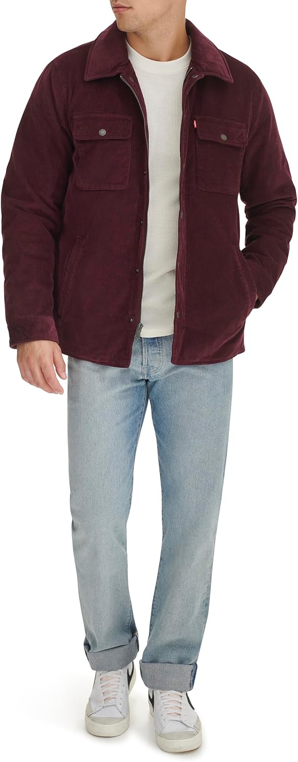 Мужская вельветовая куртка-рубашка Levi's, Burgundy Filled — фото 4