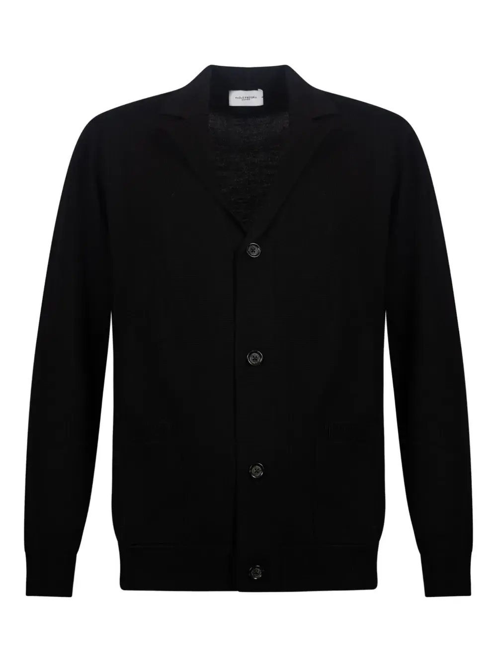 

Кардиган из шерсти мериноса с V-образным вырезом Paolo Pecora, черный