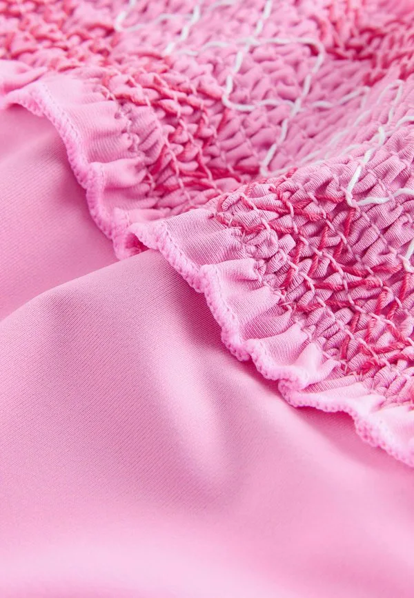 Сборчатые плавки от бикини с высоким вырезом для ног Next, Pink Contrast Stitch — фото 3