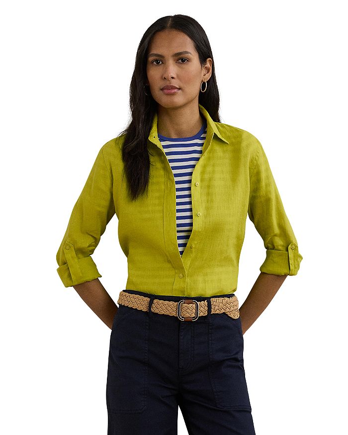 

Рубашка из льна свободного кроя Ralph Lauren, зеленый