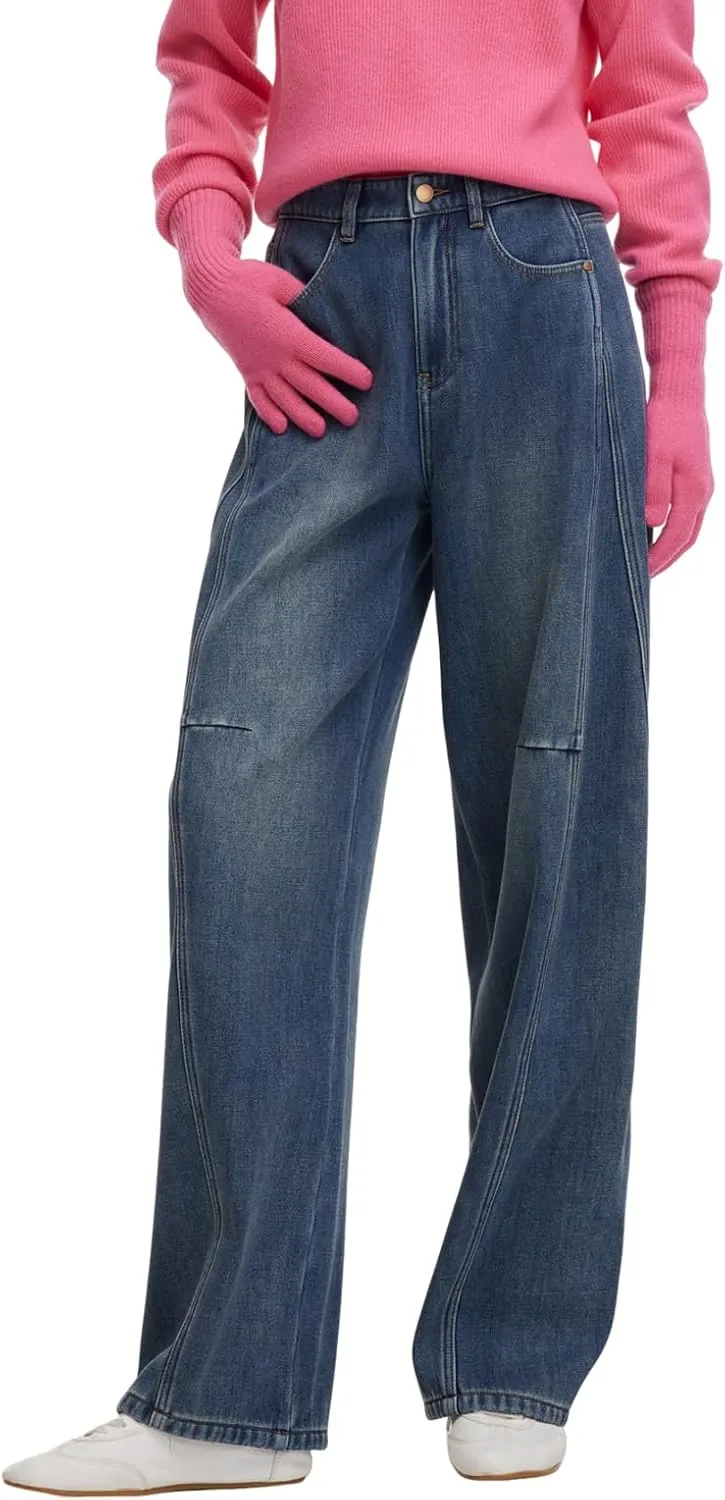 

GOELIA Утепленные джинсы Women High Waist Wide Leg