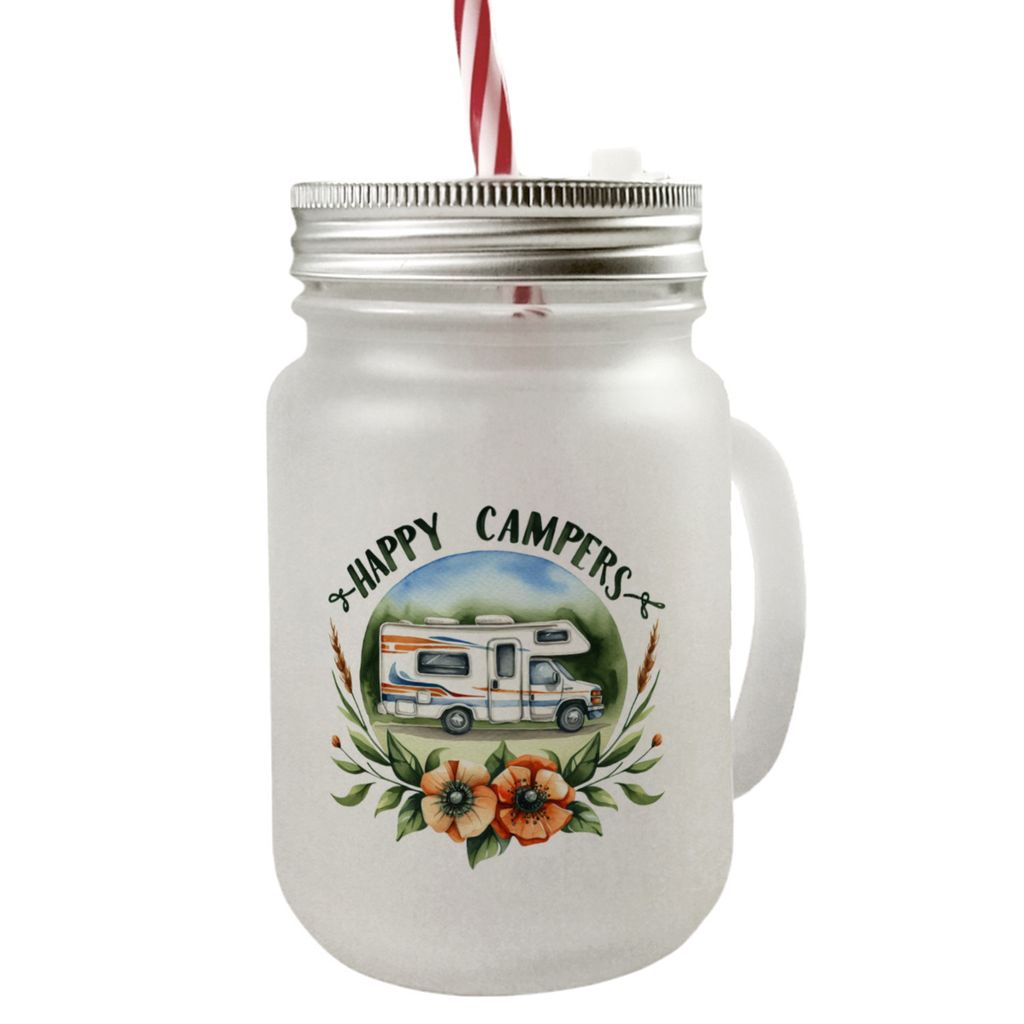 

Автодом Happy Campers Mason Jar Handle Стакан с крышкой speecheese