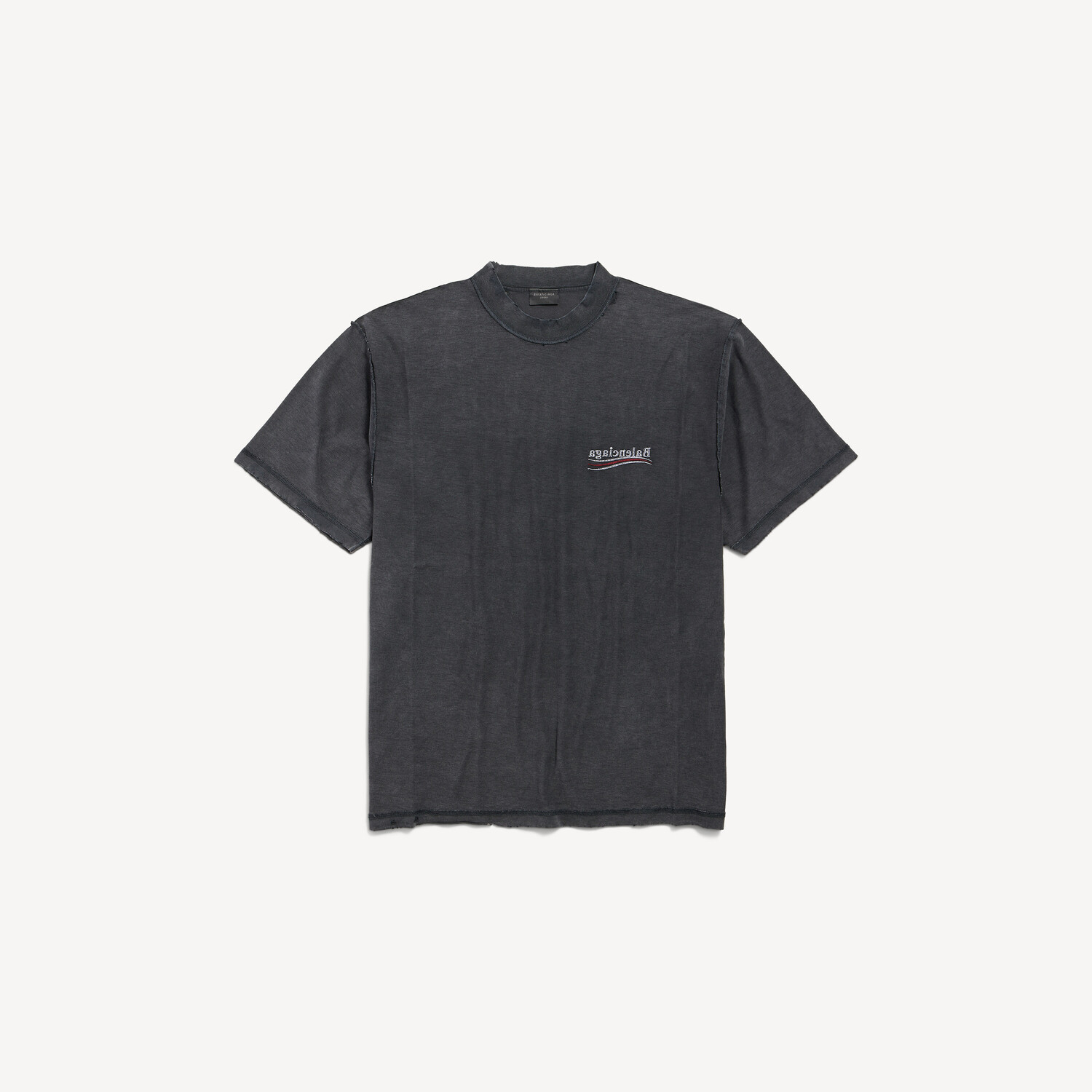 

Футболка political campaign вывернутая наизнанку, свободный крой, черно-бело-красная BALENCIAGA, красный/черный/белый