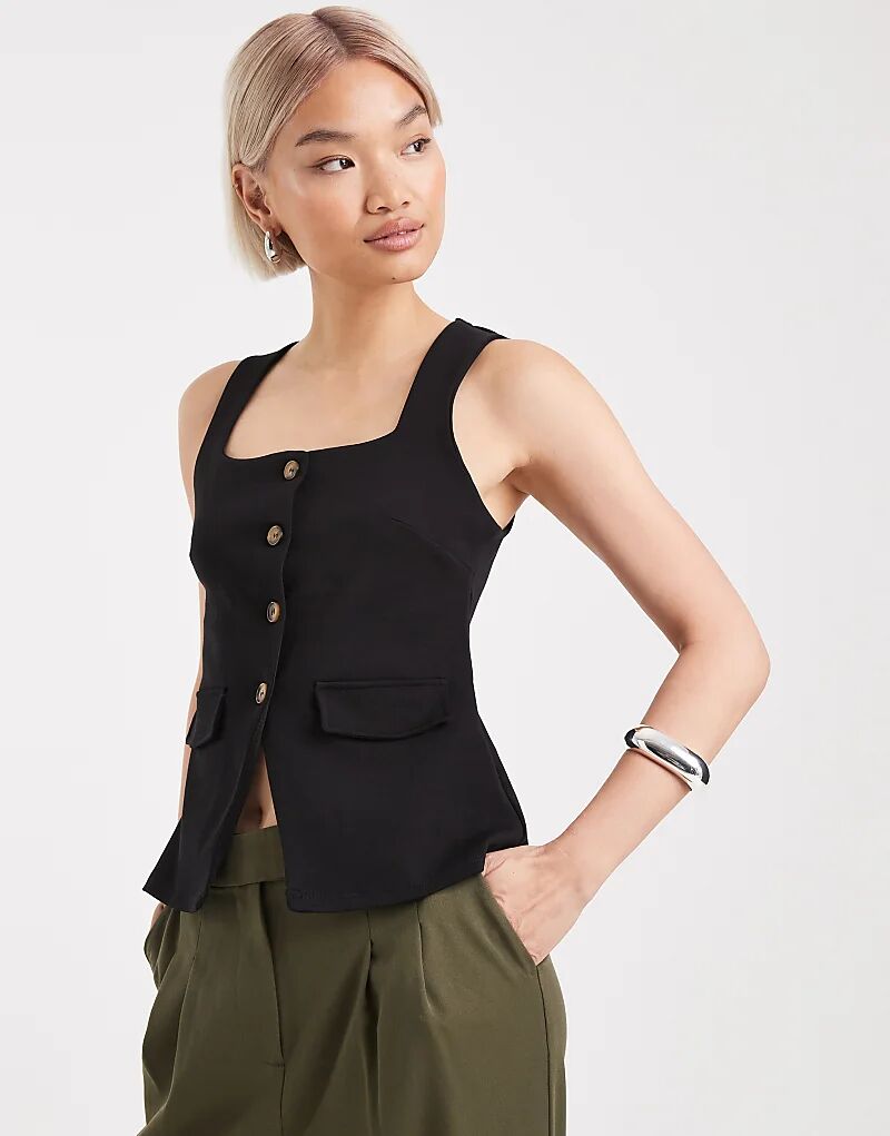 

Жилет New Look из джерси с квадратным вырезом черного цвета