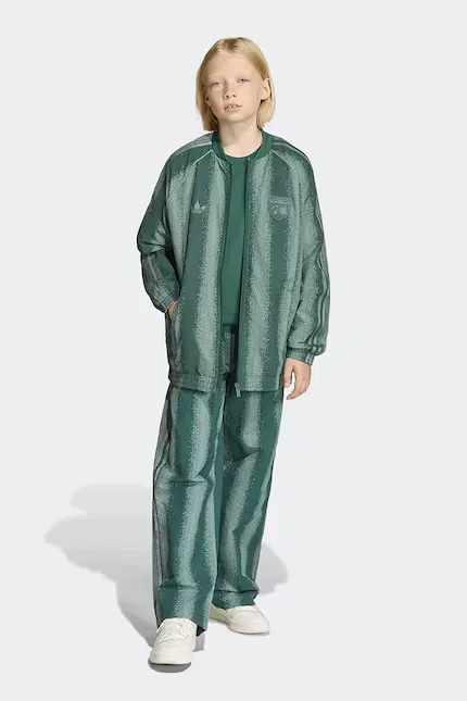 Худи детское с принтом Adidas Originals, зеленый — фото 4