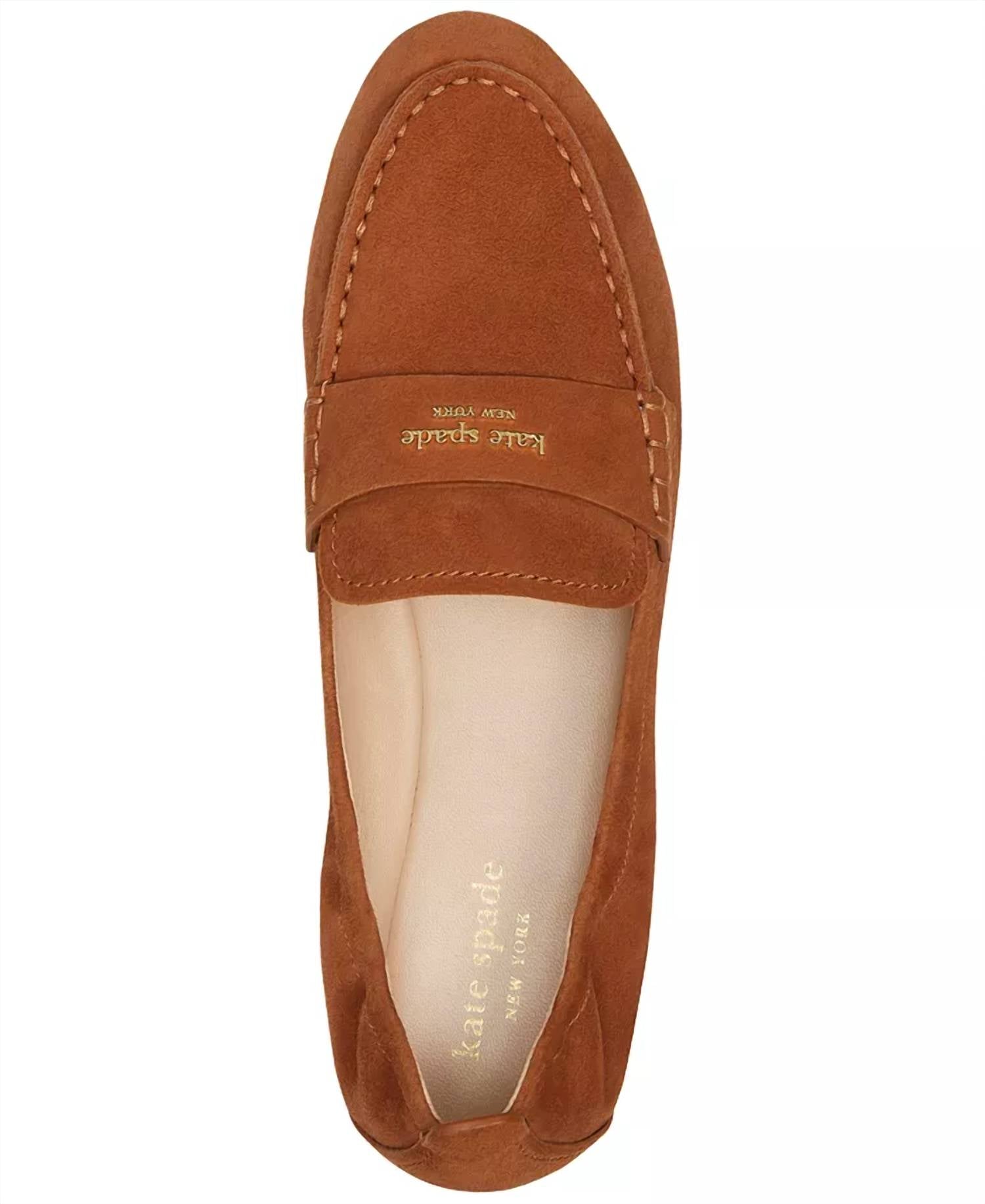 Женские лоферы Eltiza из каштановой замши в цвете сандал Kate Spade, Sandalwood — фото 3