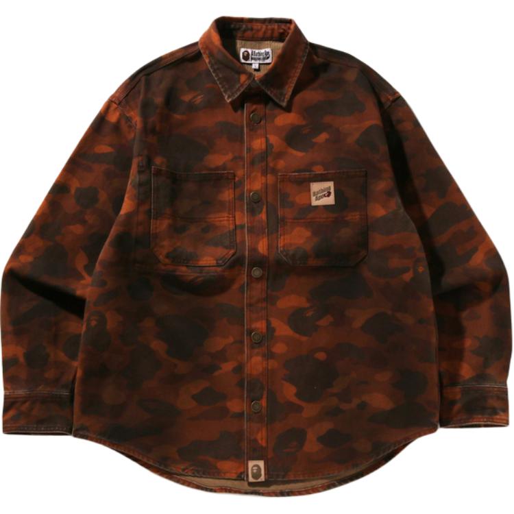 SS26 Рубашка мужская с лацканом в стиле умеренного рабочего A BATHING APE, marine синий — фото 3