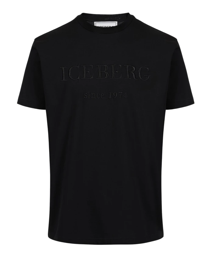 

Черная хлопковая футболка с вышитым логотипом учебного заведения. Iceberg, черный