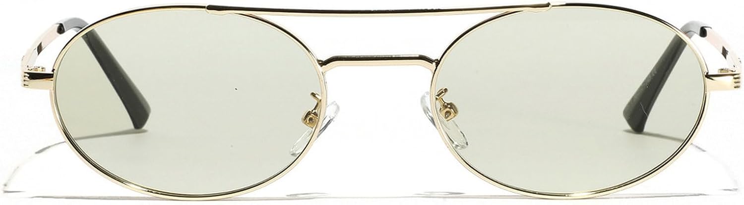 

Ретро овальные солнцезащитные очки для женщин, модные, с металлической оправой и двойной перемычкой, солнцезащитные очки для мужчин, стильные и простые, в стиле 90-х mincl, Green