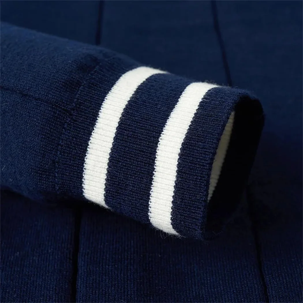 Мужской вязаный свитер с длинным рукавом, осенний, slim fit, однотонный — фото 3