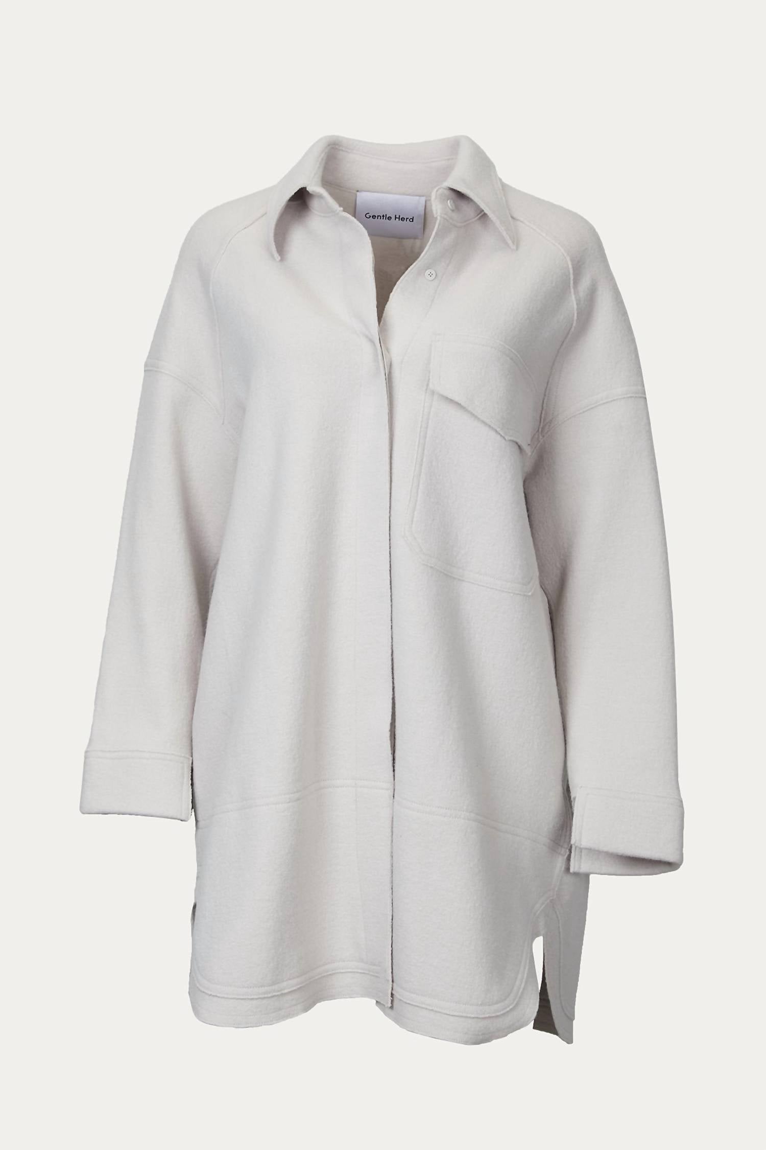 

Куртка-рубашка свободного кроя из шерсти светло-серого цвета Gentle Herd