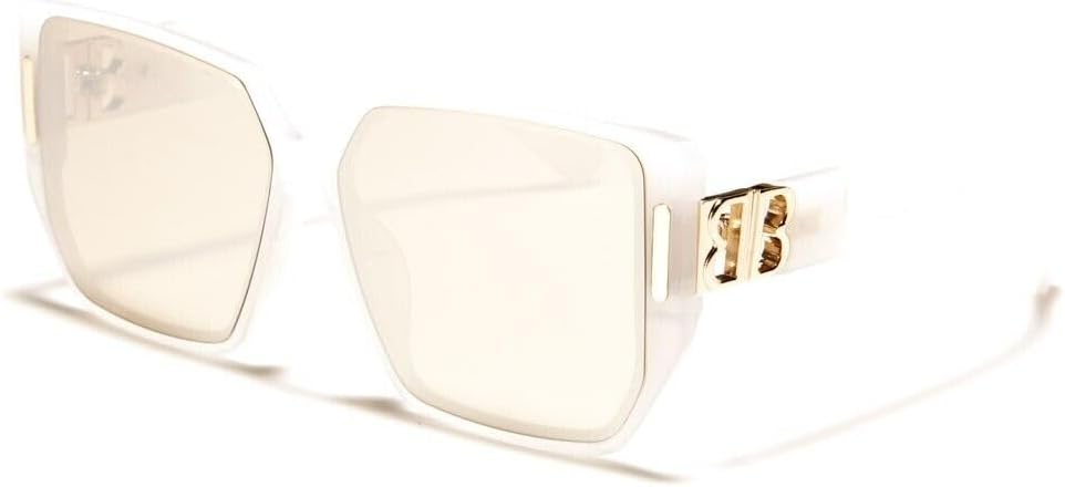 

Женские солнцезащитные очки Dweebzilla BB XL увеличенного размера, квадратной формы, с защитой от ультрафиолета UV400, гибридные, White & Gold Frame - Gold Flash Lenses