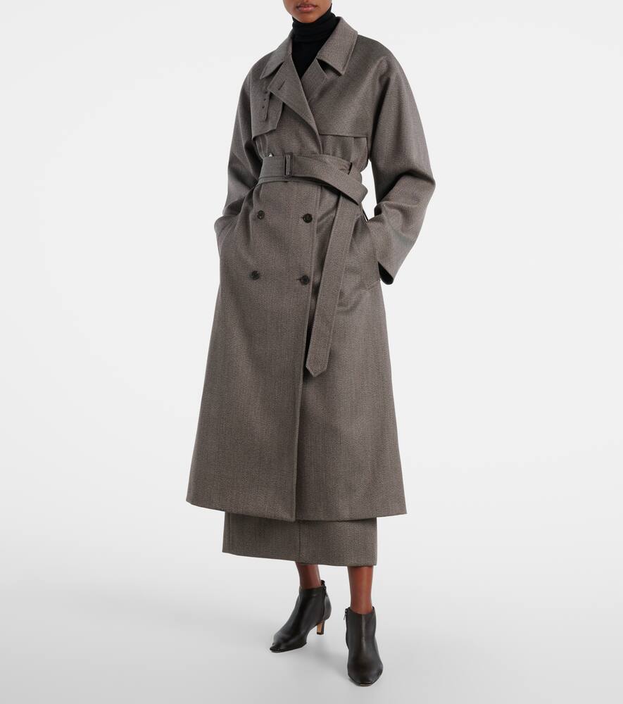 Тренч из габардина из вирджинской шерсти Rhydian The Row, Black/Light Brown — фото 2