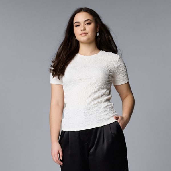 

Футболка с мелким узором Simply Vera Vera Wang, цвет whisper white