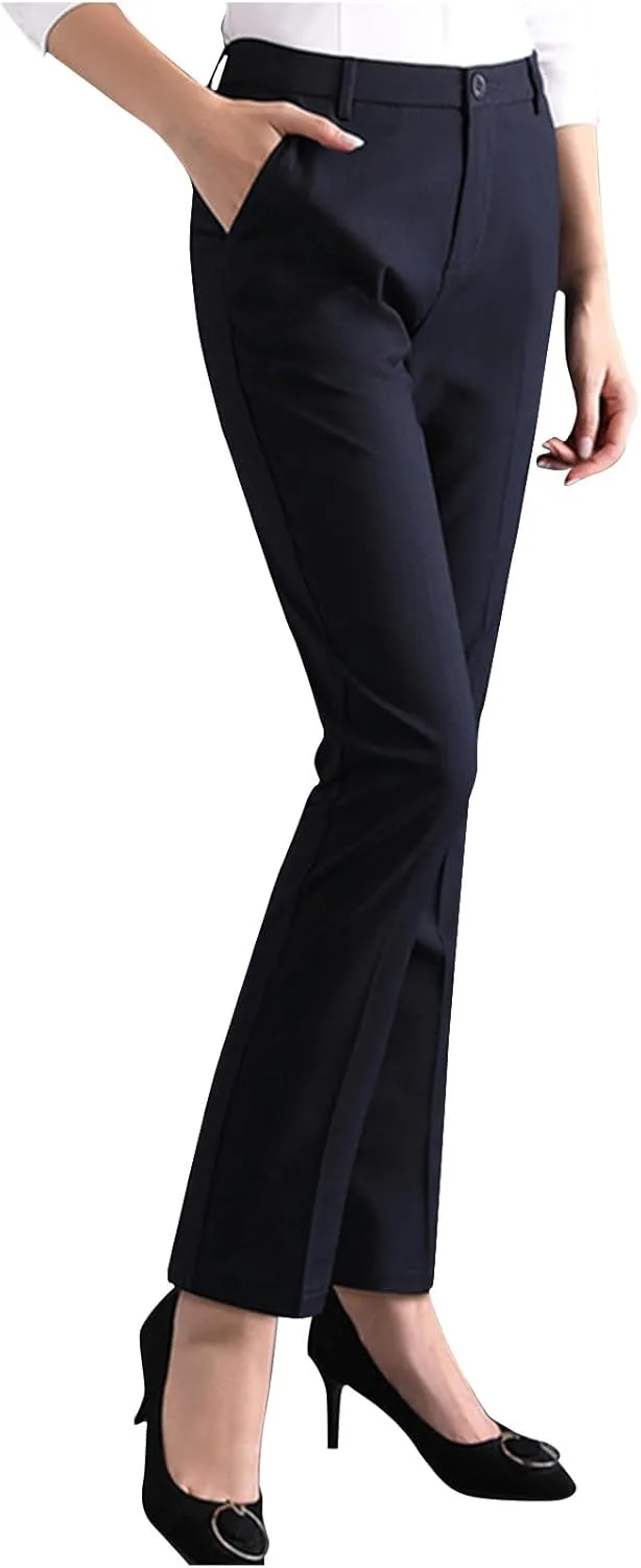 Брюки женские High Waisted, офисные, повседневные, свободного кроя, легкие, универсальные, с карманом Generic, темно-синий