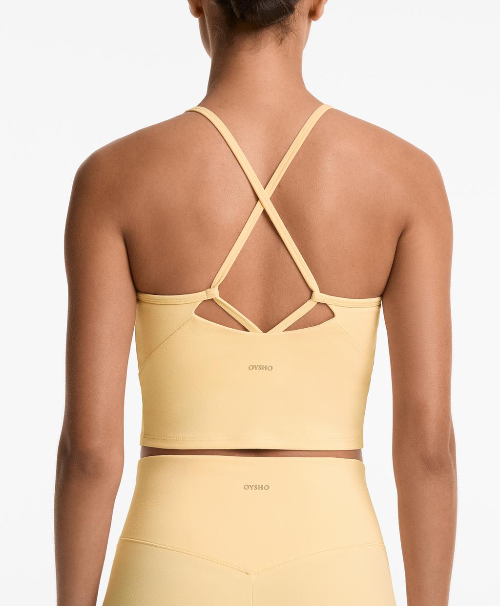 

Полиамидная майка с хлопковым ощущением на руке Oysho, цвет Soft Yellow