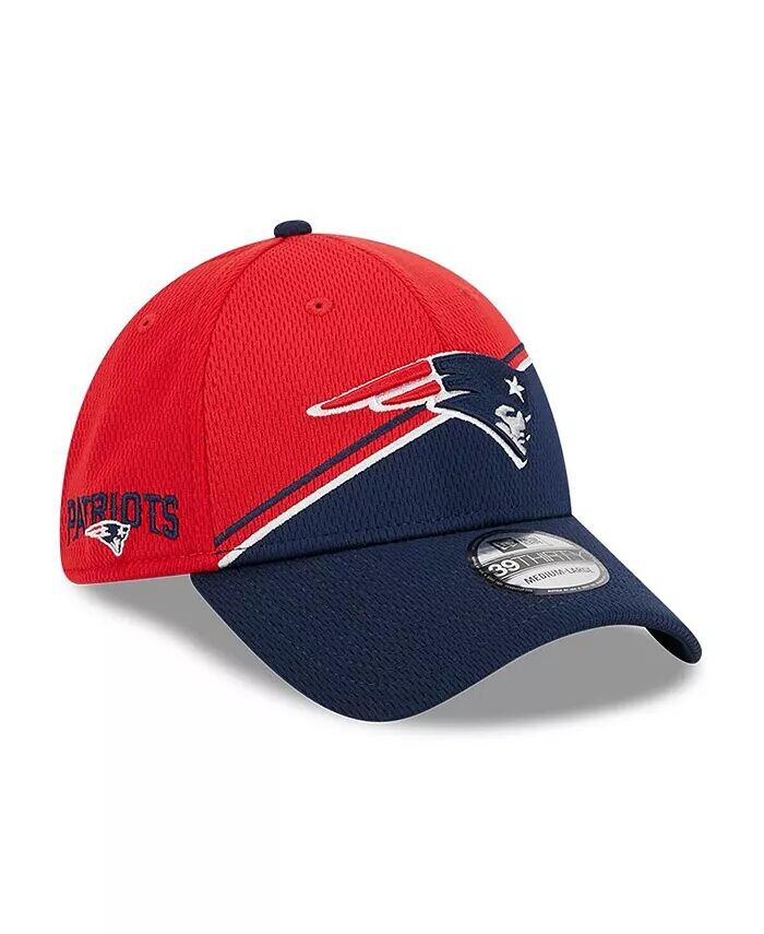 

Мужская красная, темно-синяя кепка New England Patriots 2023 Sideline 39THIRTY Flex Hat New Era, красный