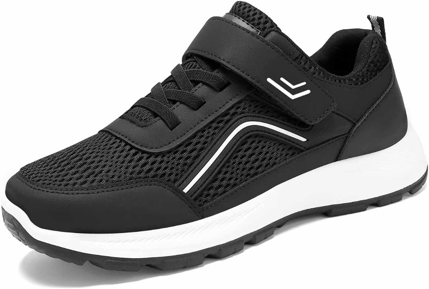 

Мужские кроссовки с дышащим вязаным верхом, поддержкой свода стопы, застежкой-липучкой, с круглым носком, для повседневной ходьбы Donrrndk, черный