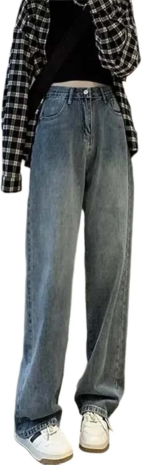 

Женские джинсы с высокой талией и широкими штанинами