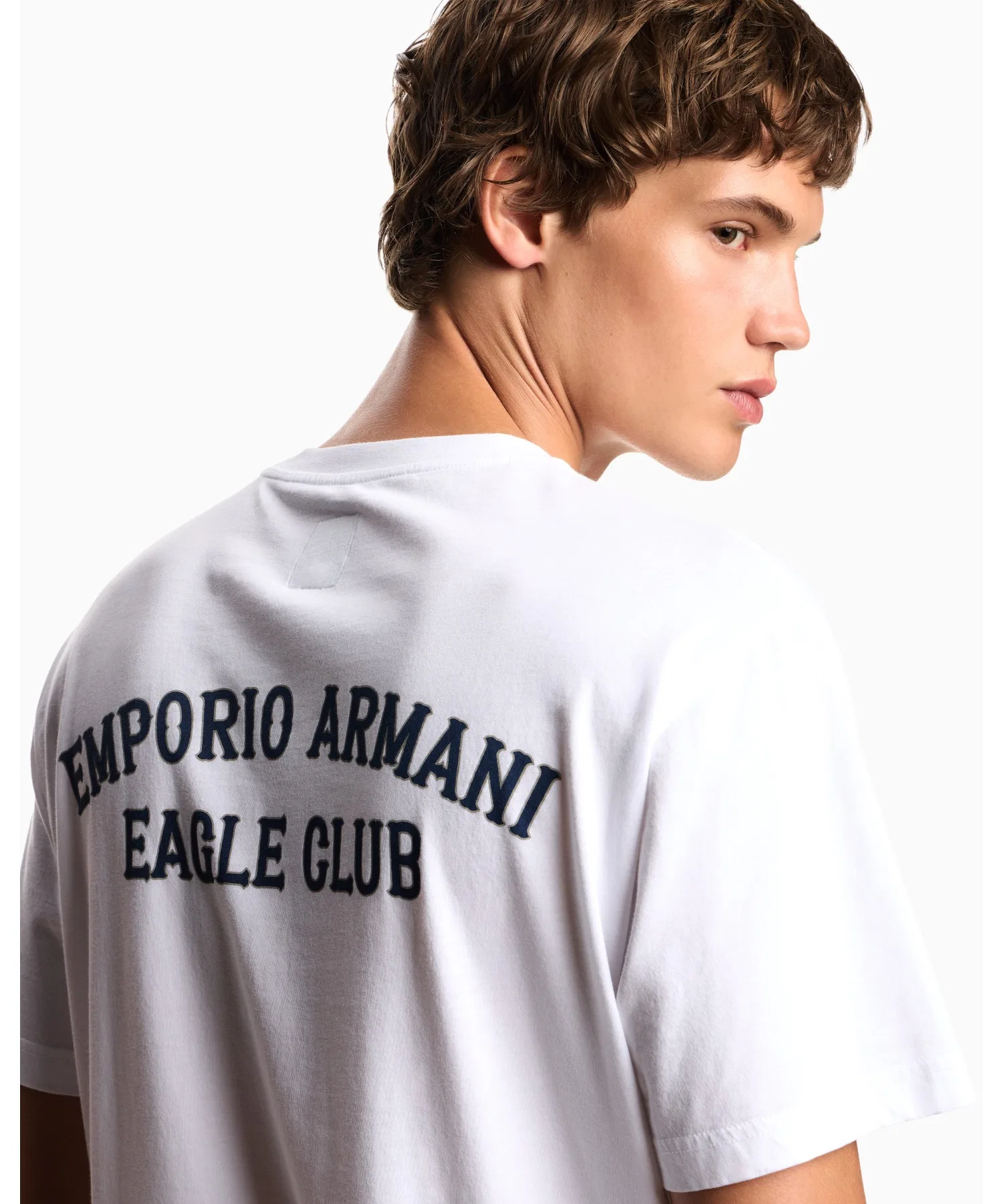 Мужская футболка Emporio Armani Eagle Club из хлопка с принтом белая