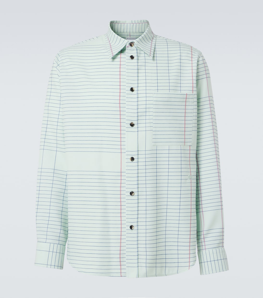 

Проверенная шерстяная рубашка из твила Bottega Veneta, Dewdrop/Pink/Blue