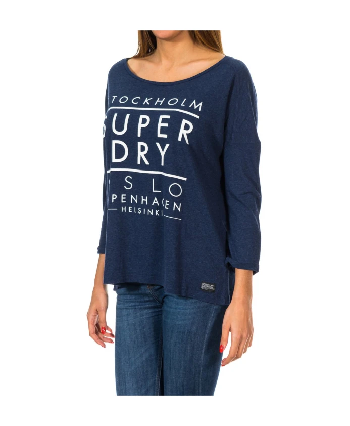 Футболка с круглым вырезом и рукавами 3/4 Superdry, синий