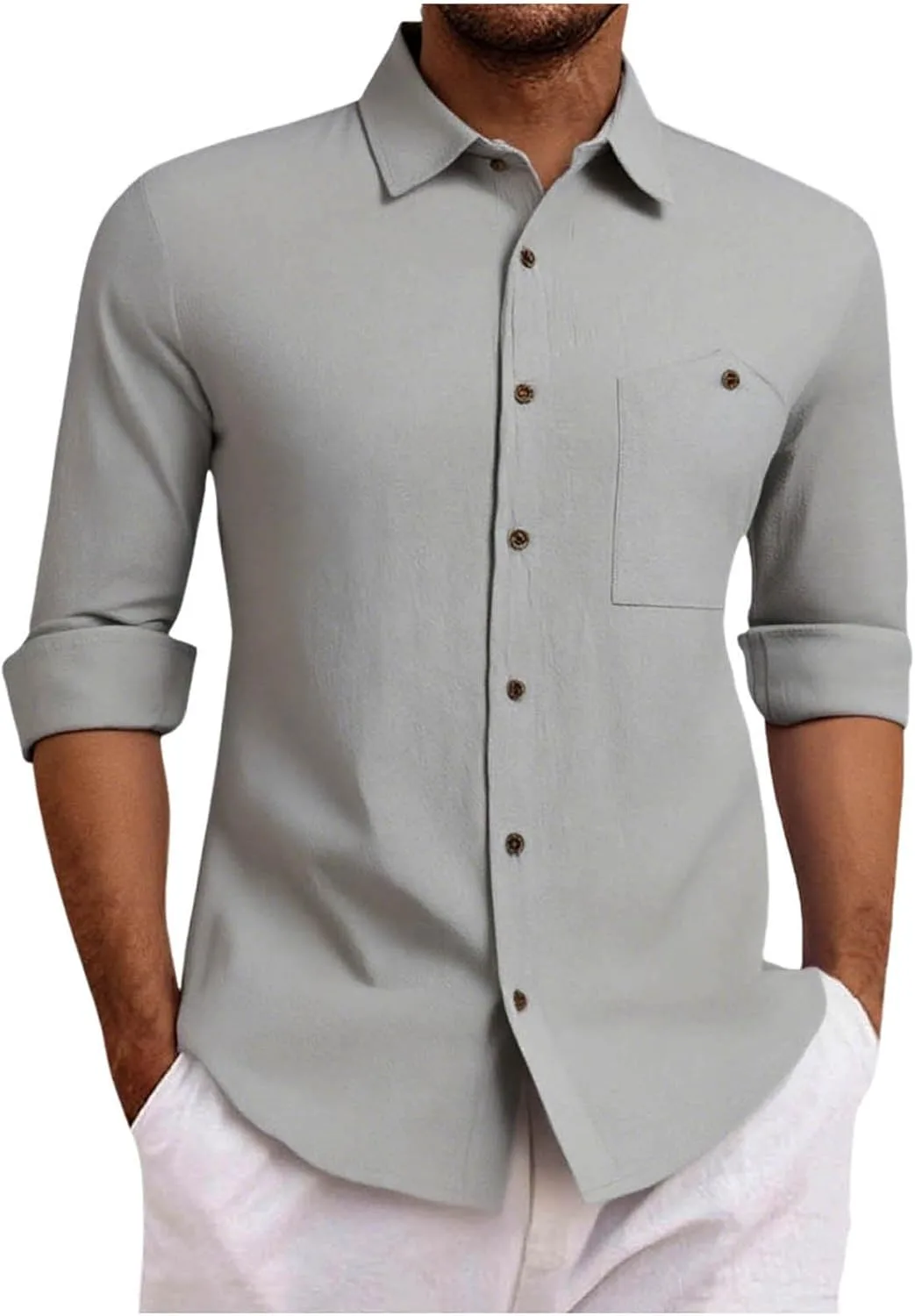 

Кардиган мужской с воротником-стойкой из льна