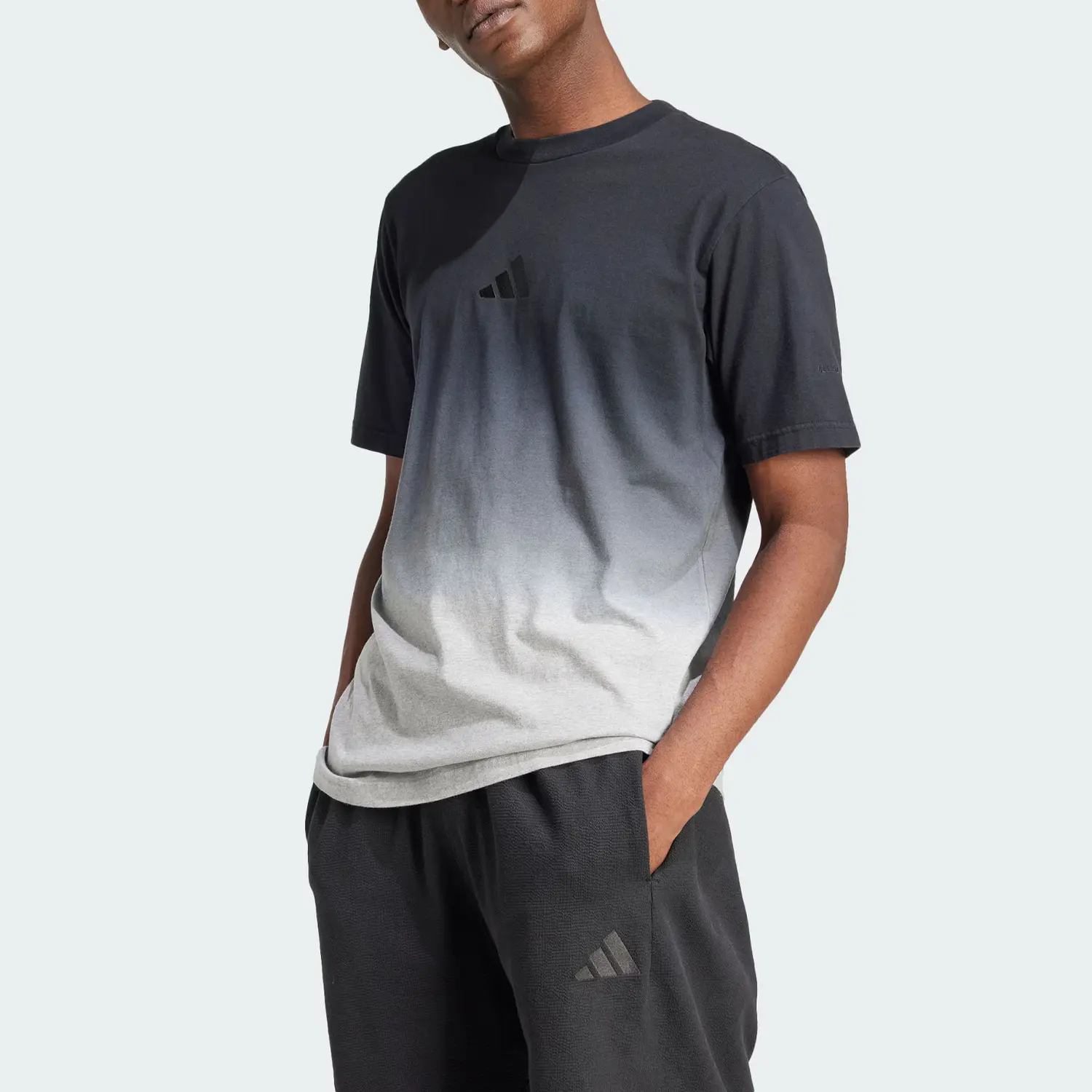 Adidas Футболка All Szn DIP DYE, мужская, размер M, цвет Heather Gray/Black — фото 3