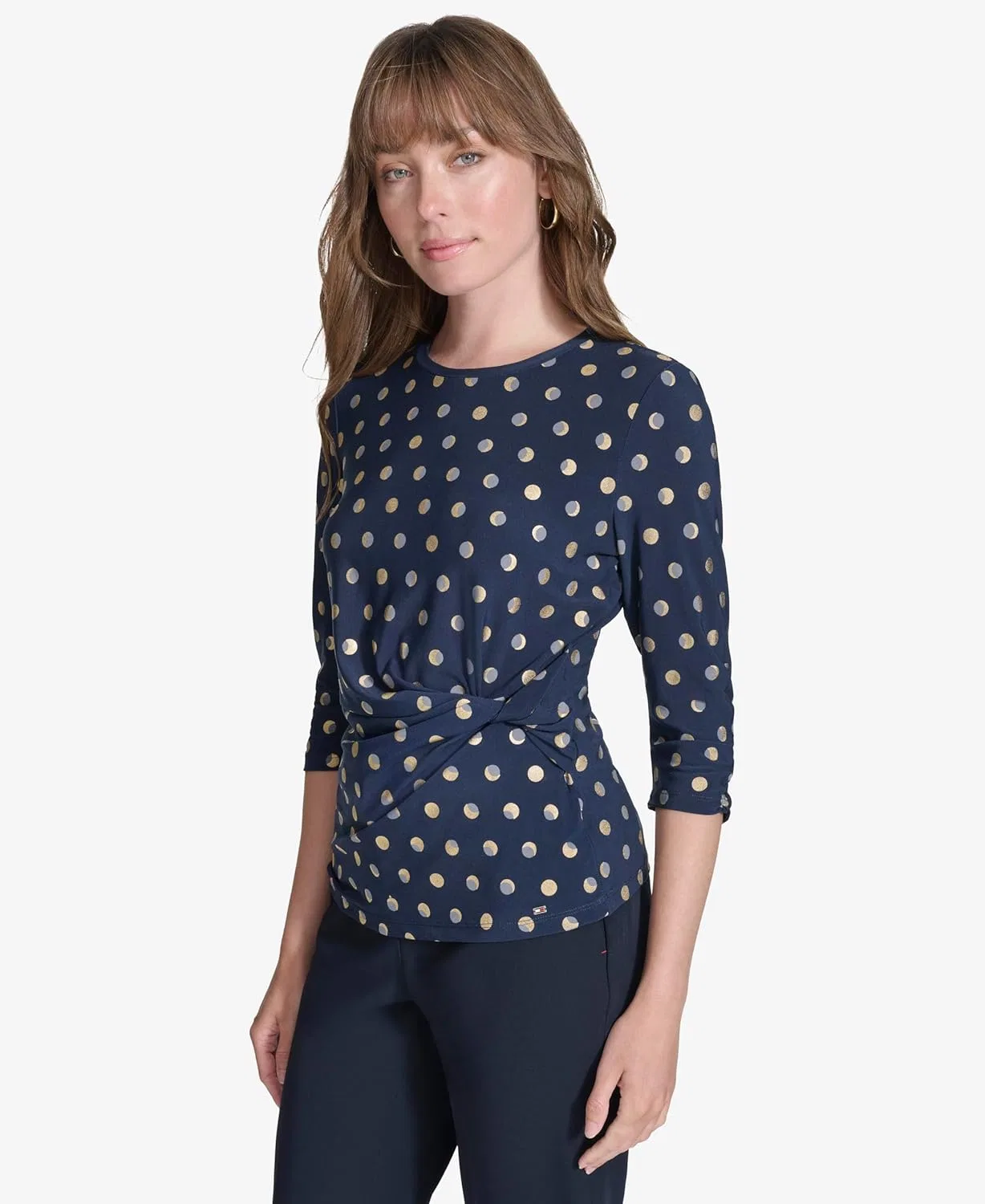 Блуза с узором в горошек Knit Twist Top Tommy Hilfiger, midnight multi — фото 3