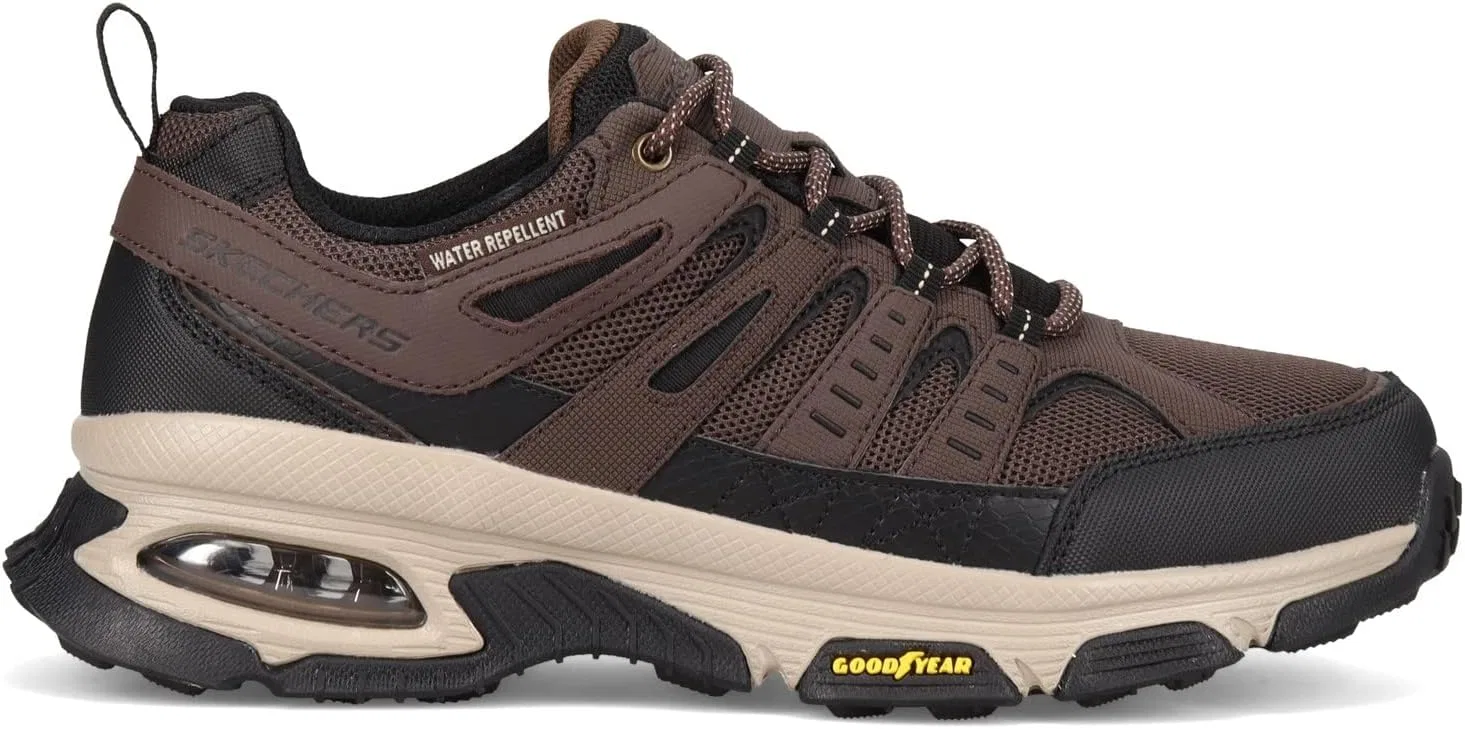Мужские кроссовки Skechers Skech Air Envoy Bulldozer на шнуровке, модель Oxford, Brown Leather Pu Mesh Black Trim — фото 3